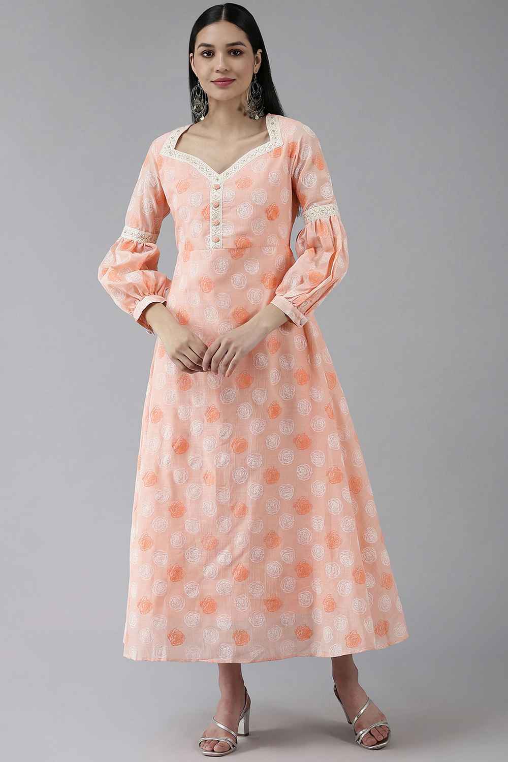 Orange Print Cotton Dress