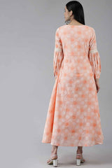 Orange Print Cotton Dress