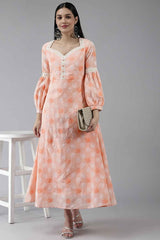 Orange Print Cotton Dress