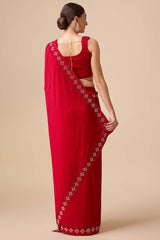 Red Satin Silk Saree