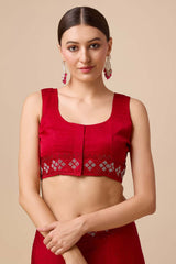 Red Satin Silk Saree