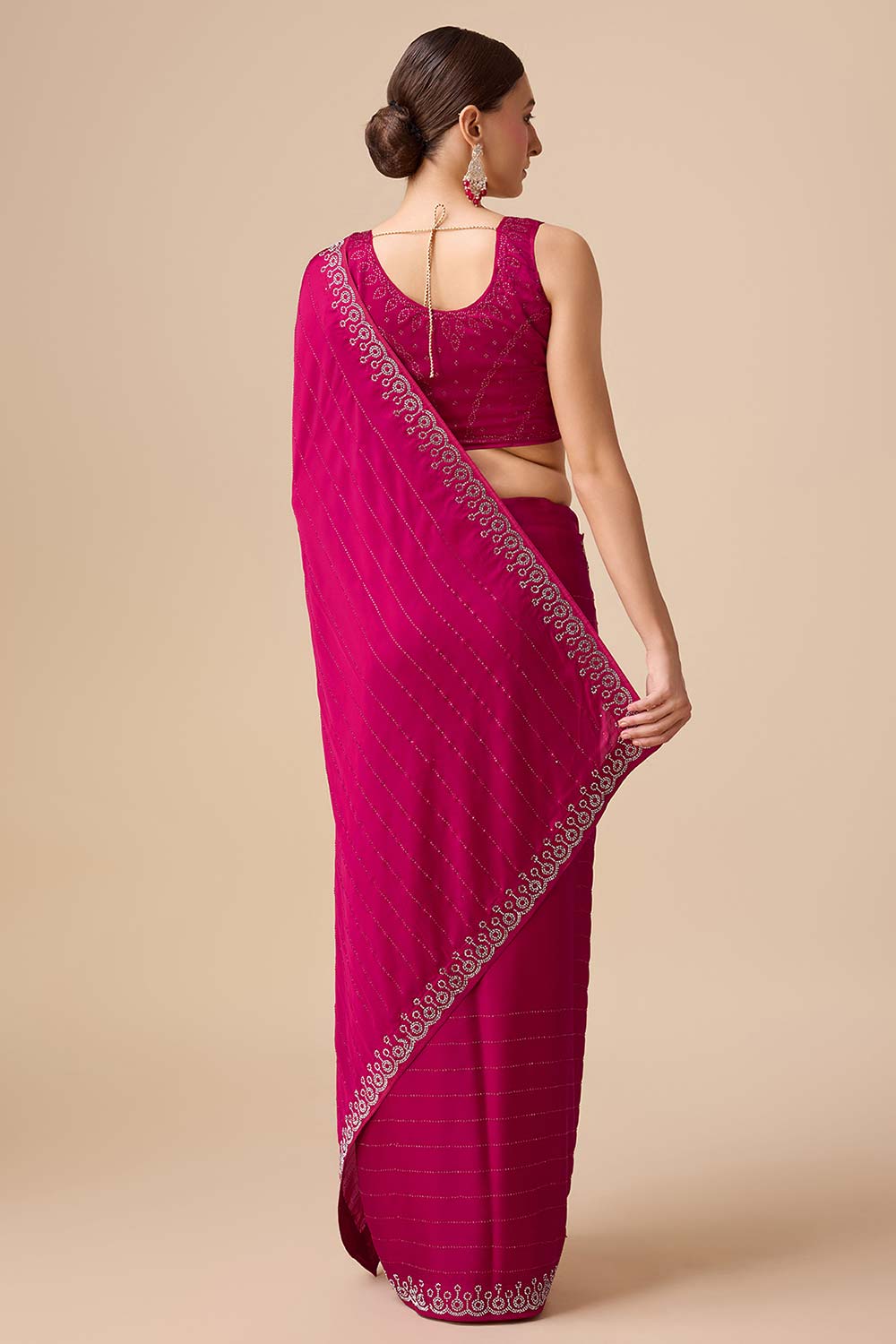 Magenta Satin Silk Saree