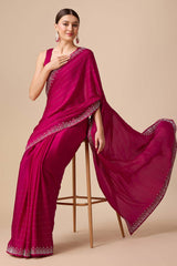 Magenta Satin Silk Saree