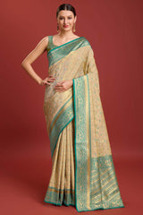 Beige Weaving Banarasi Silk Saree