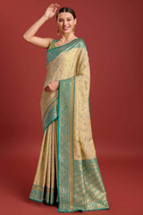 Beige Weaving Banarasi Silk Saree