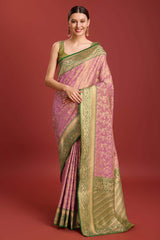 Rose Pink Weaving Banarasi Silk Saree