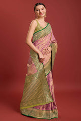 Rose Pink Weaving Banarasi Silk Saree