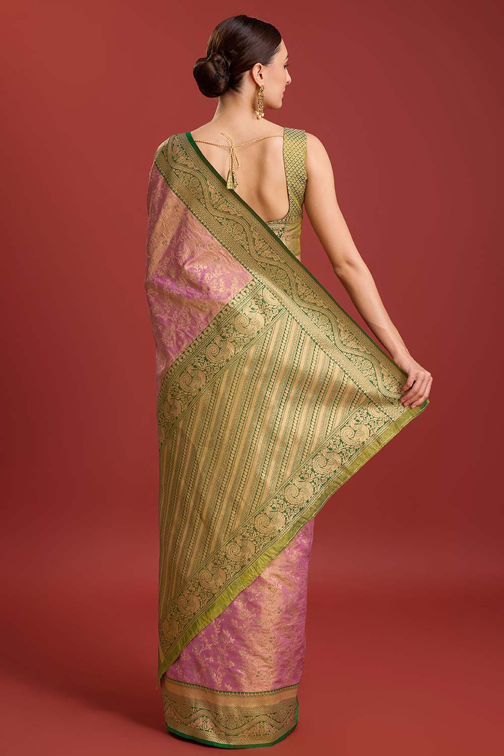 Rose Pink Weaving Banarasi Silk Saree