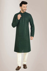 Bottle Green Georgette Kurta Pajama