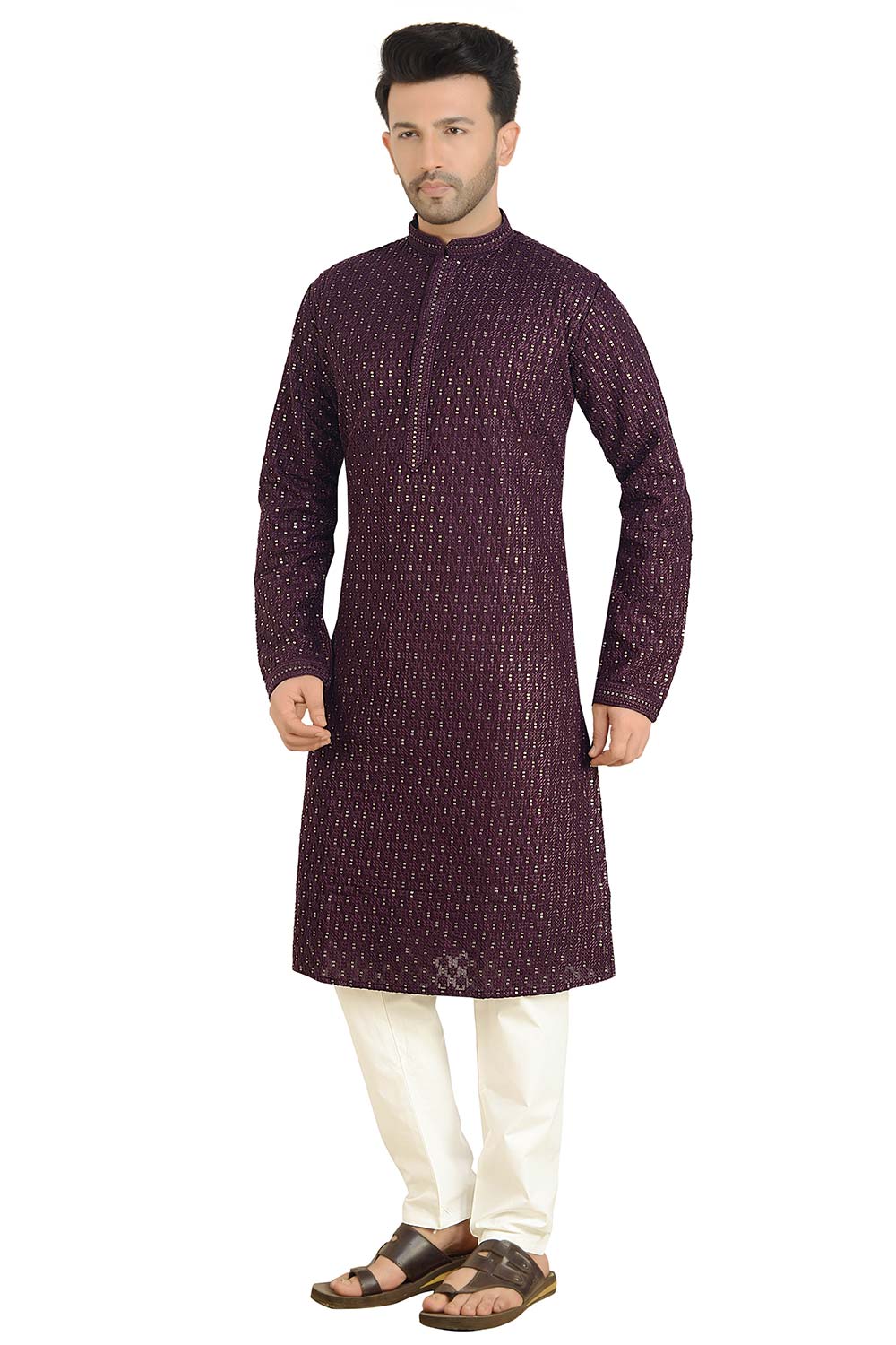 Wine Georgette Kurta Pajama