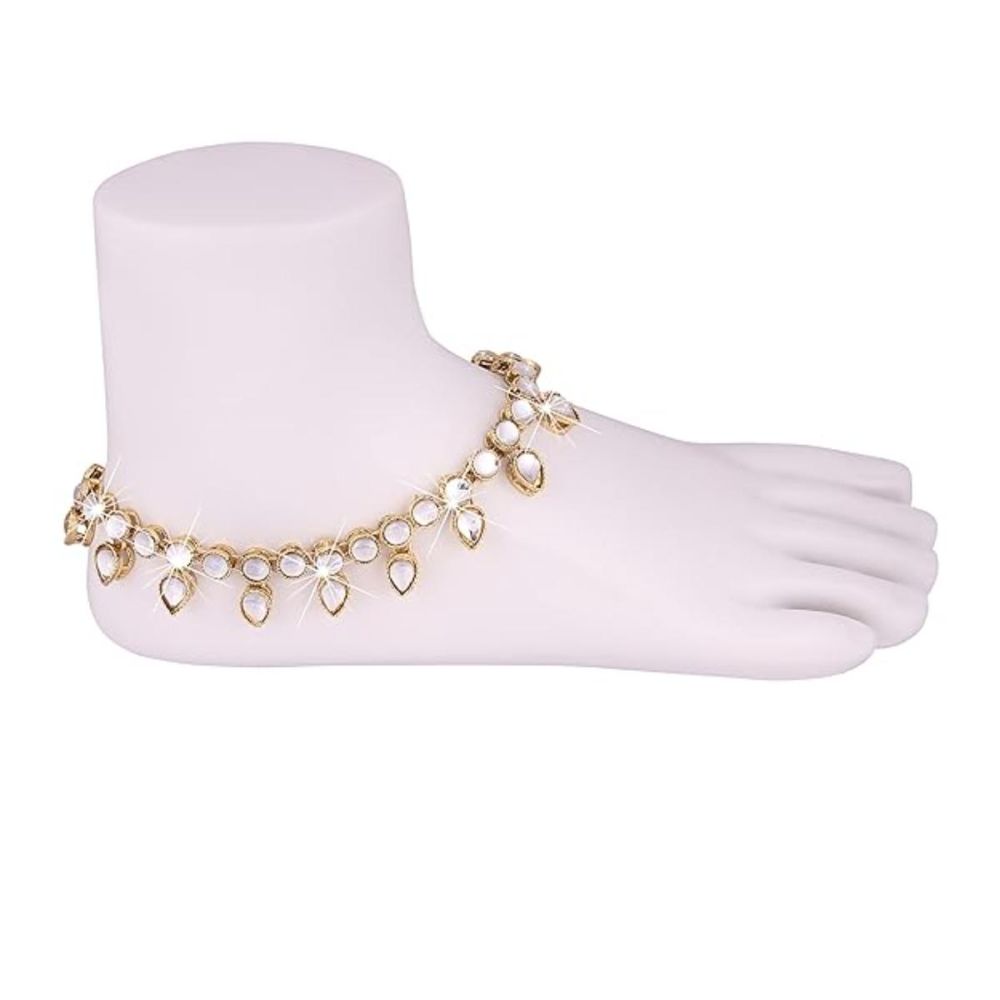 Traditional Gold Plated Kundan Payal Anklets Jewellery For Womens And Girls