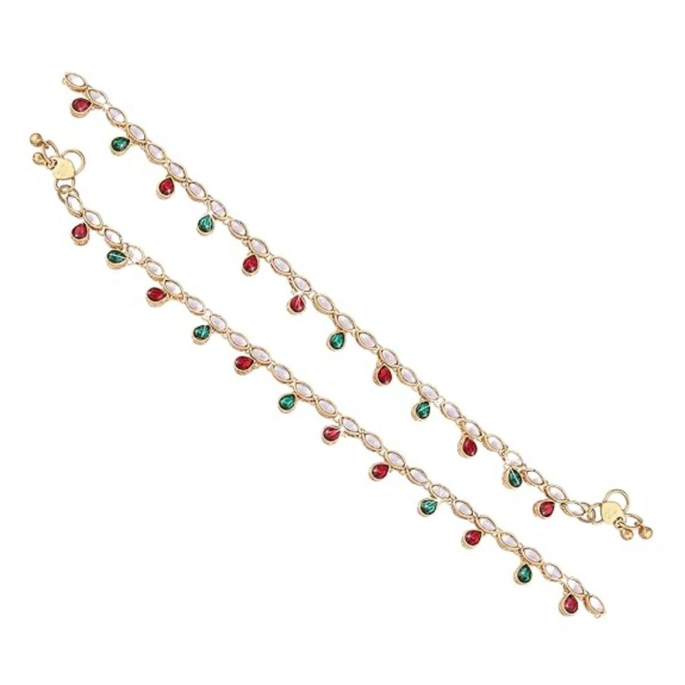 Traditional Gold Plated Kundan Anklets For Girls And Womens