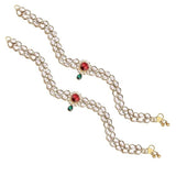 Traditional Gold Plated Kundan Payal Anklets Jewellery For Womens And Girls