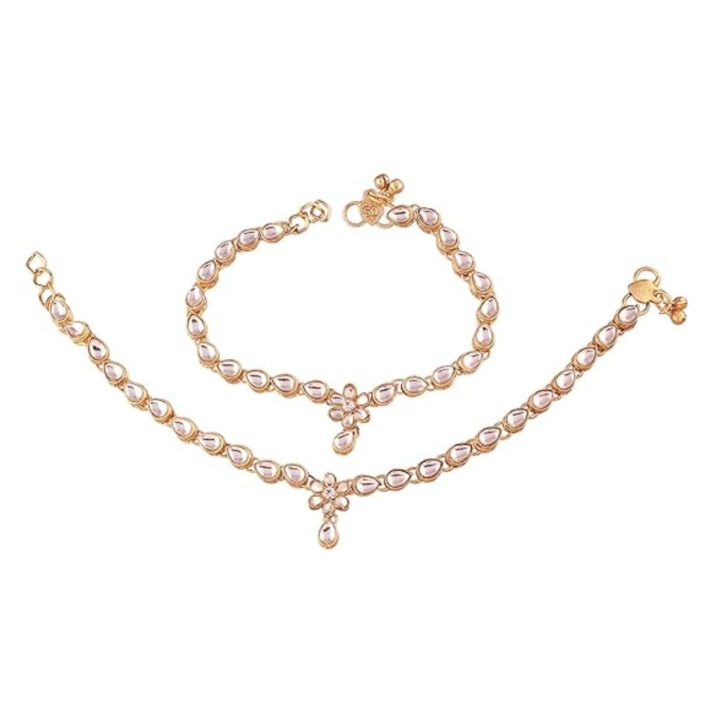 Traditional Gold Plated Kundan Anklets For Girls And Womens