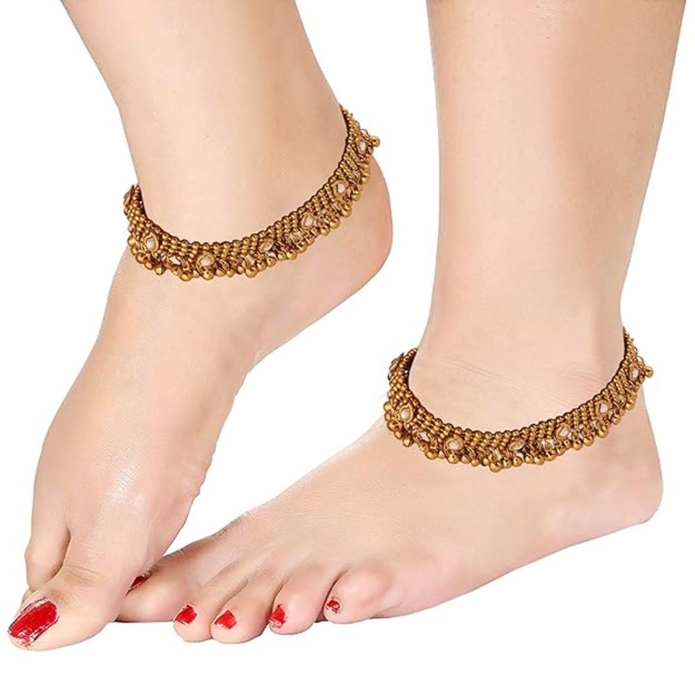 Traditional Gold Plated Kundan Anklet For Girls And Womens