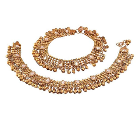 Traditional Gold Plated Kundan Anklet For Girls And Womens