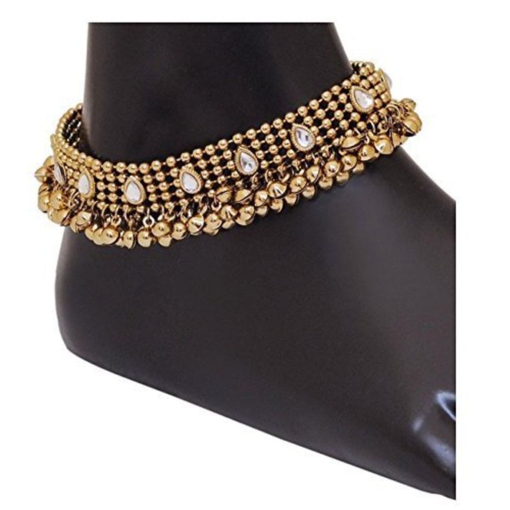 Traditional Gold Plated Kundan Anklet For Girls And Womens