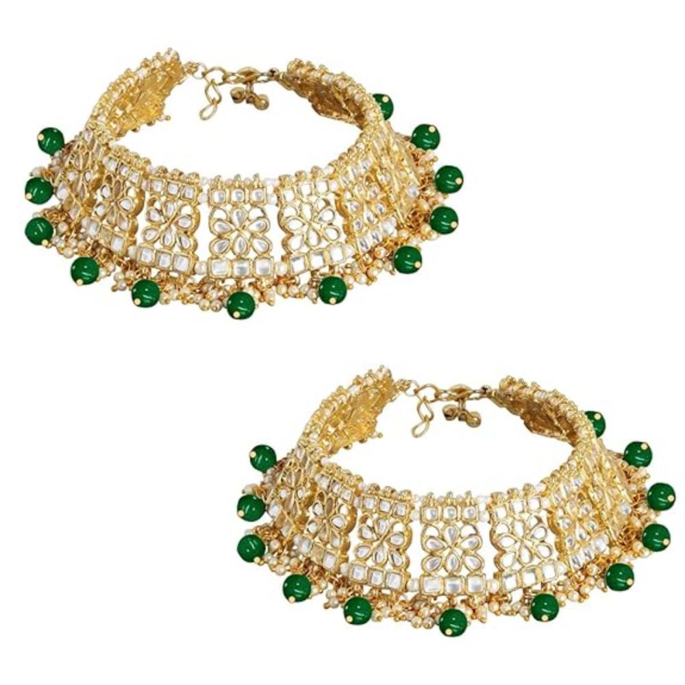 Gold Plated Bridal Kundan Anklets For Womens