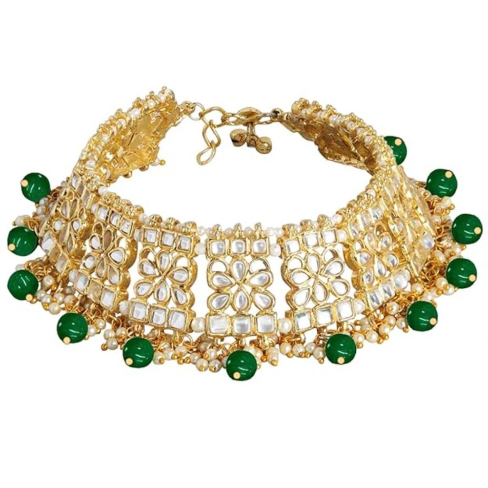 Gold Plated Bridal Kundan Anklets For Womens