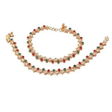 Gold Plated Traditional Kundan Anklets For Womens