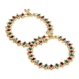 Womens And Girls Traditional Gold Plated Alloy Kundan Payal Anklets Jewellery