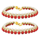 Traditional Gold Plated Kundan Pearl Payal Anklets Jewellery For Womens And Girls