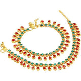 Traditional Gold Plated Kundan Payal Anklets Jewellery For Womens And Girls