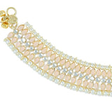 Traditional Alloy Gold Plated Kundan Pearl Payal Anklet For Womens