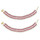 Traditional Alloy Gold Plated Kundan Pearl Payal Anklet For Womens