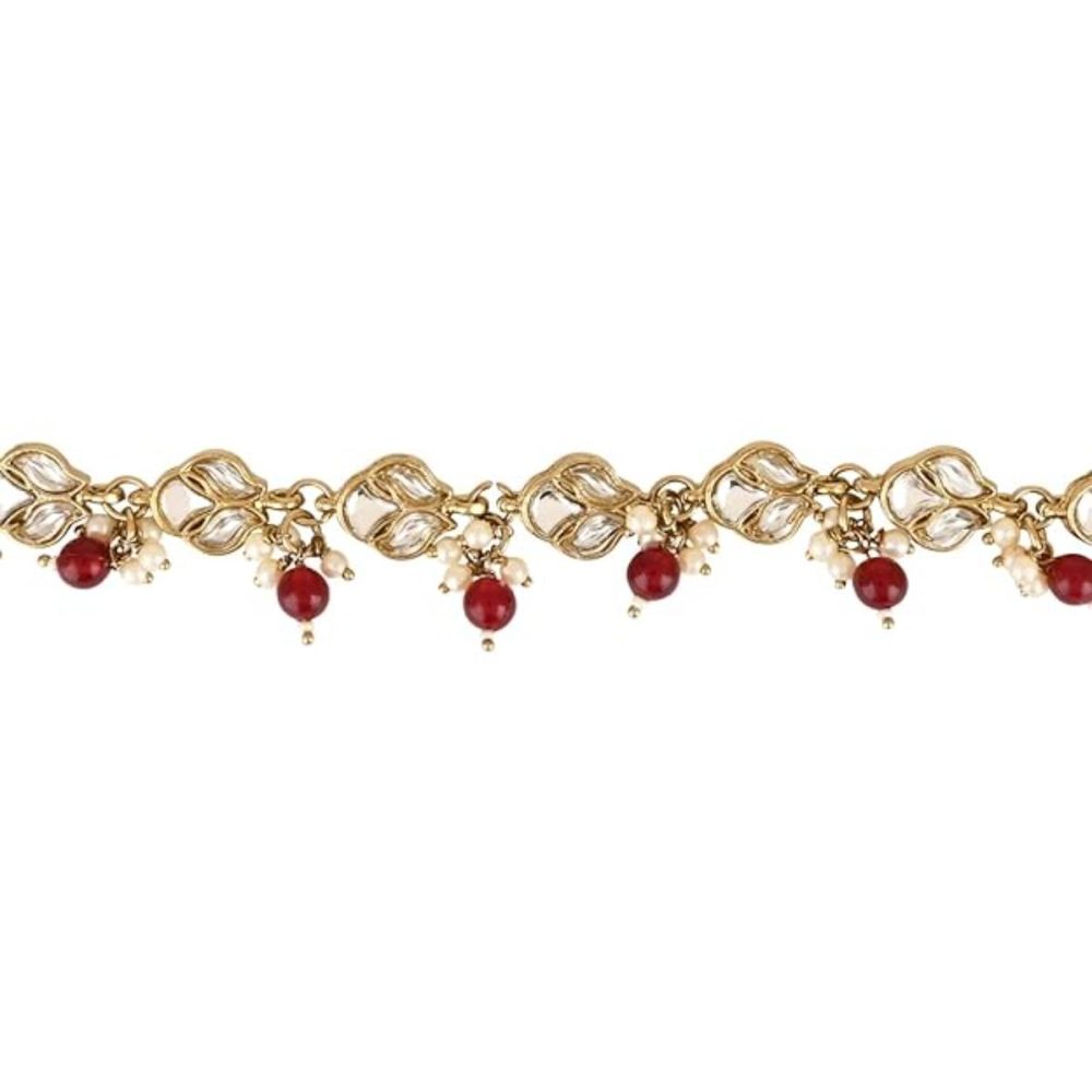 Traditional Gold Plated Adjustable Kundan Pearl Payal Anklets Jewellery For Womens And Girls