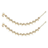 Traditional Gold Plated Adjustable Kundan Pearl Payal Anklets Jewellery For Womens And Girls