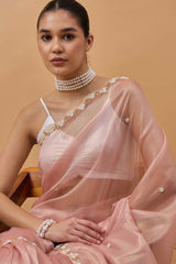 Peach Tissue Woven Saree