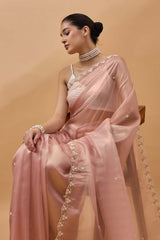 Peach Tissue Woven Saree