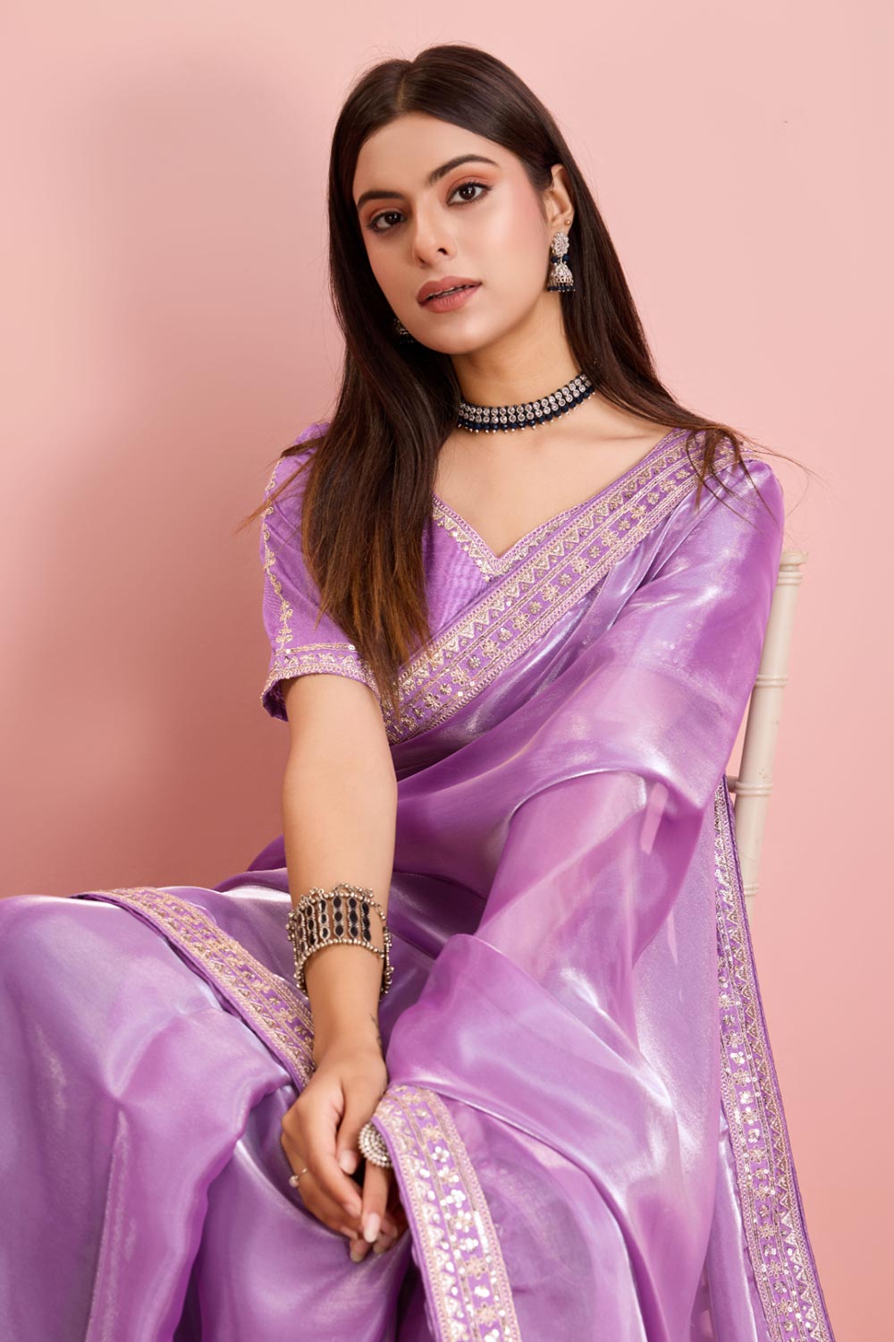 Purple Jimmy Choo Embroidered Saree