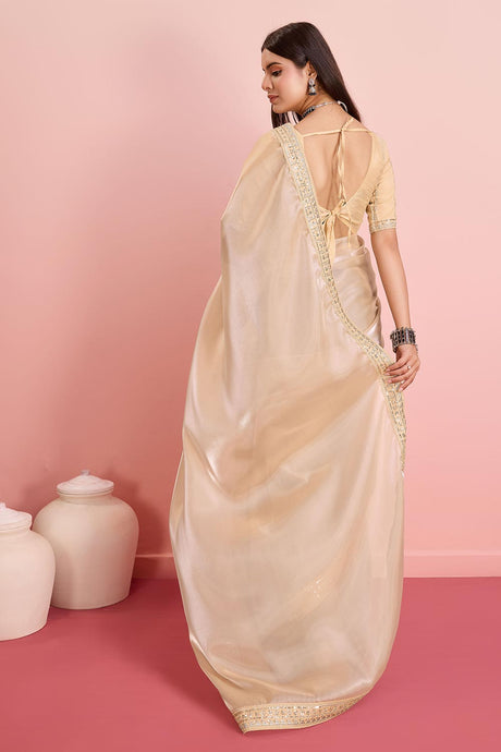 Beige Jimmy Choo Embroidered Saree