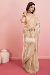 Beige Jimmy Choo Embroidered Saree