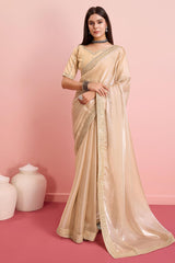 Beige Jimmy Choo Embroidered Saree