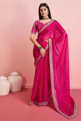 Pink Jimmy Choo Embroidered Saree