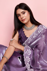 Purple Jimmy Choo Embroidered Saree