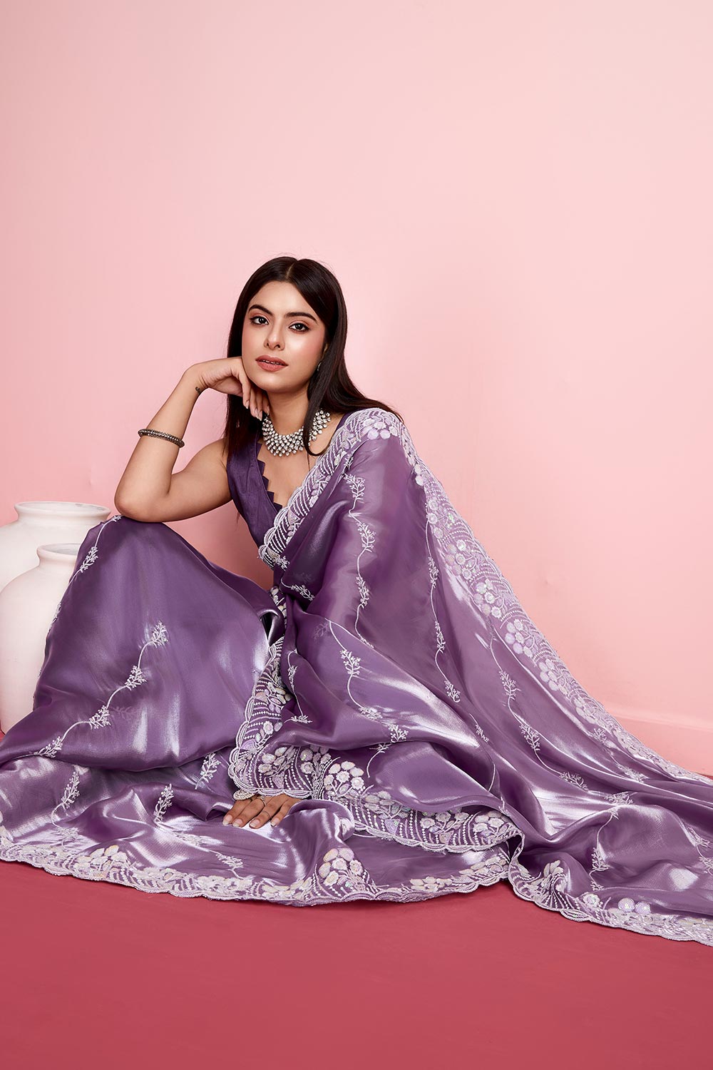 Purple Jimmy Choo Embroidered Saree