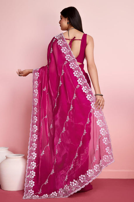 Pink Jimmy Choo Embroidered Saree