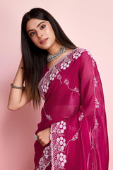 Pink Jimmy Choo Embroidered Saree