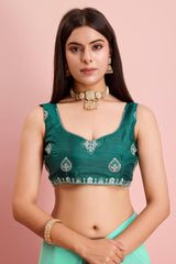 Sea Green Georgette Embroidered Saree