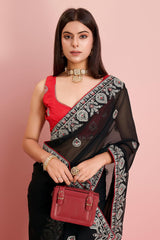 Black Georgette Embroidered Saree