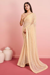 Beige Georgette Embroidered Saree