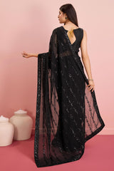 Black Georgette Embroidered Saree