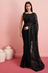 Black Georgette Embroidered Saree