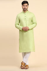 Pista Cotton Woven Long Kurta