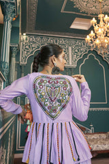 Lavender Silk Embroidered Lehenga Choli