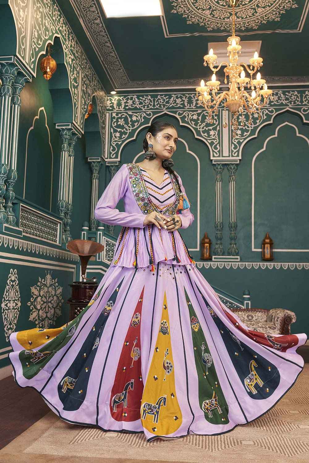 Lavender Silk Embroidered Lehenga Choli